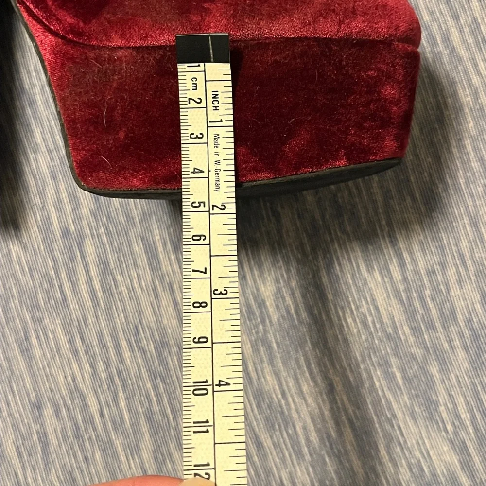 Deep red / Purple Velvet Platform Boots - Picture 12 of 14